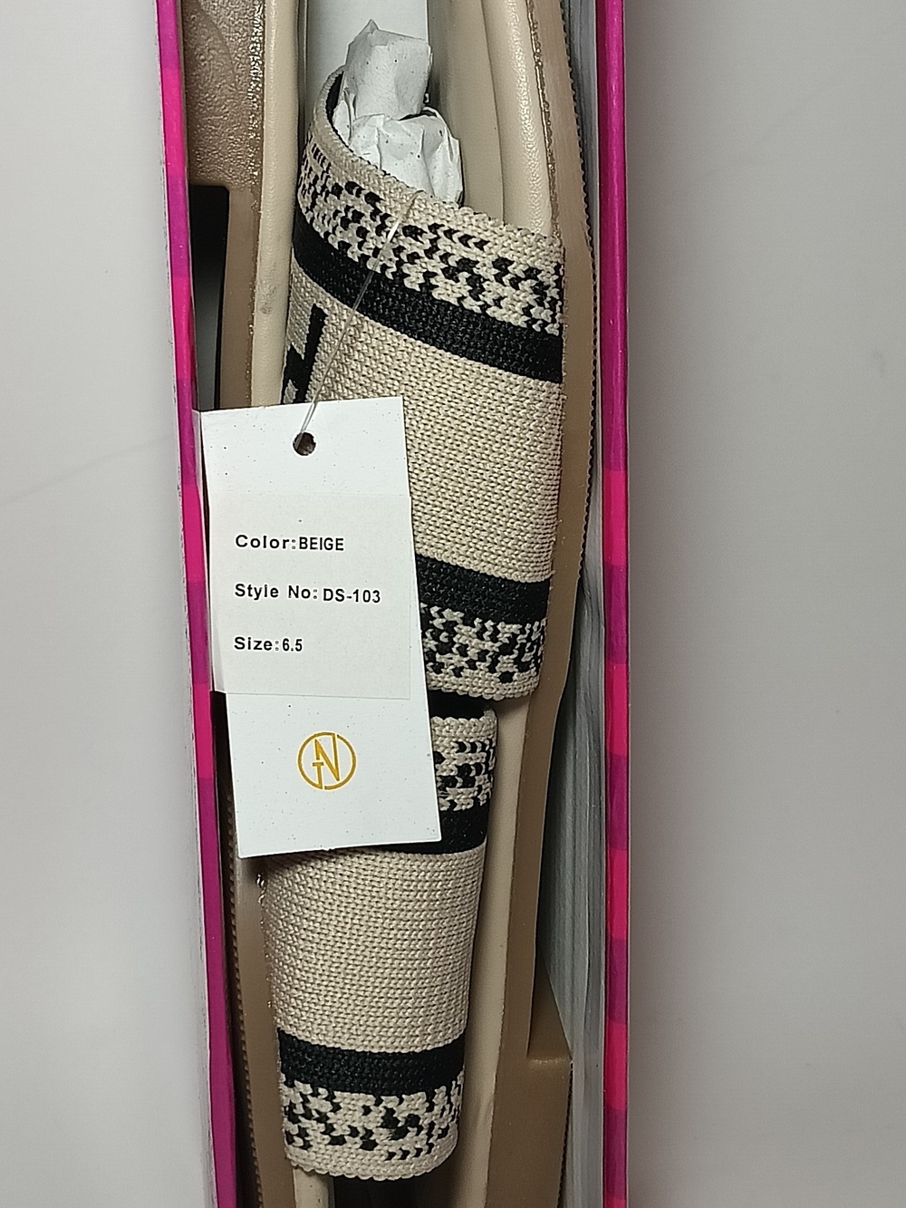 Golden Road New York "PARIS" Embroidered Canvas Slide Sandals - Beige Size 6.5